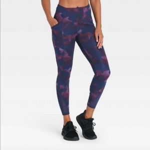 All In Motion Sculpted High-Rise Purple Camo 7/8 Length Leggings, Size Large